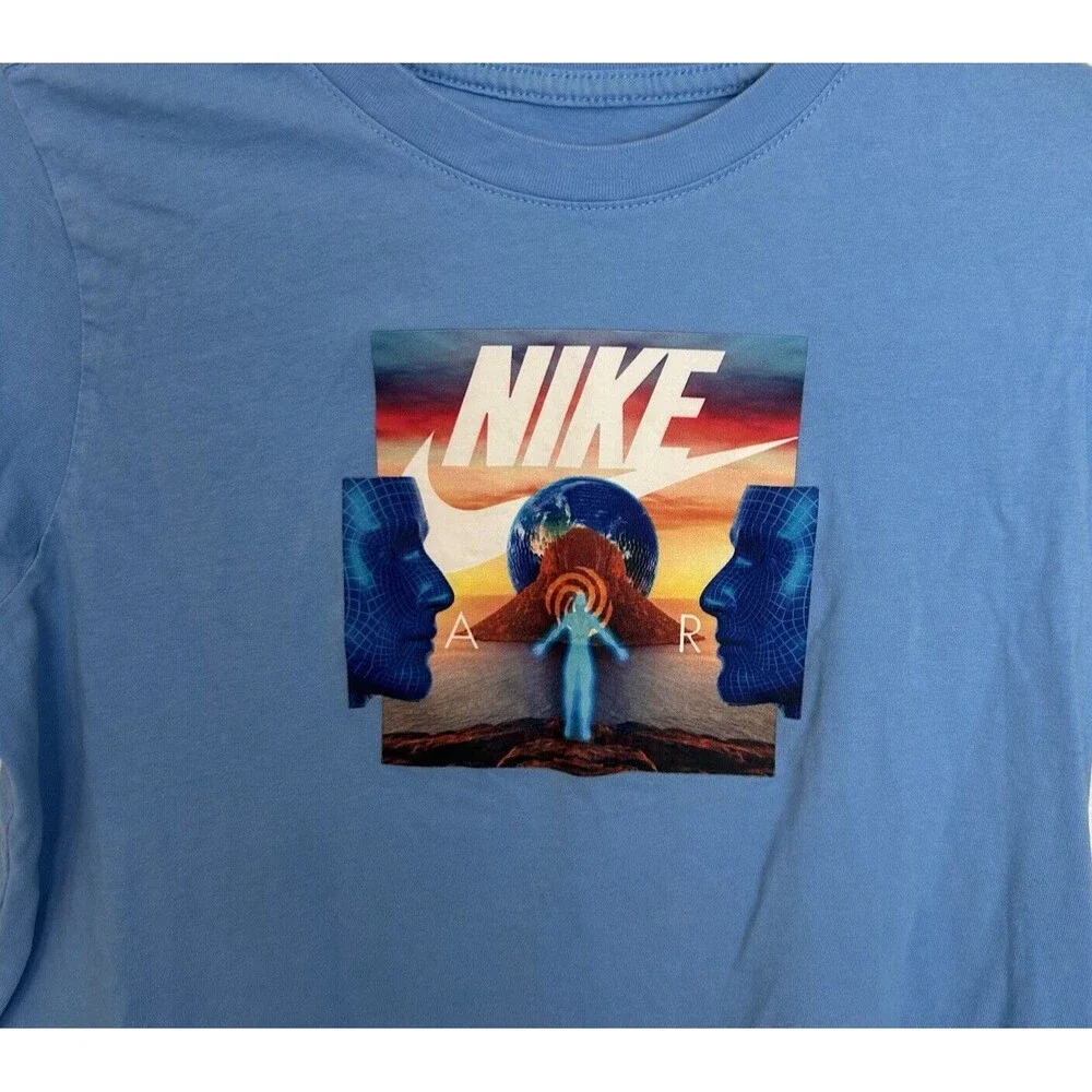 The Nike Tee Nike Air Blue T-Shirt Trippy Hippie Spiritual Third Eye Youth Sz XL